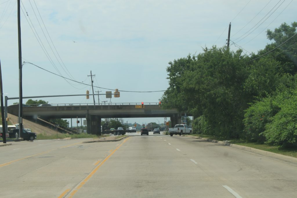 Southbound Handley Ederville Rd looking at SH 121 overpass.