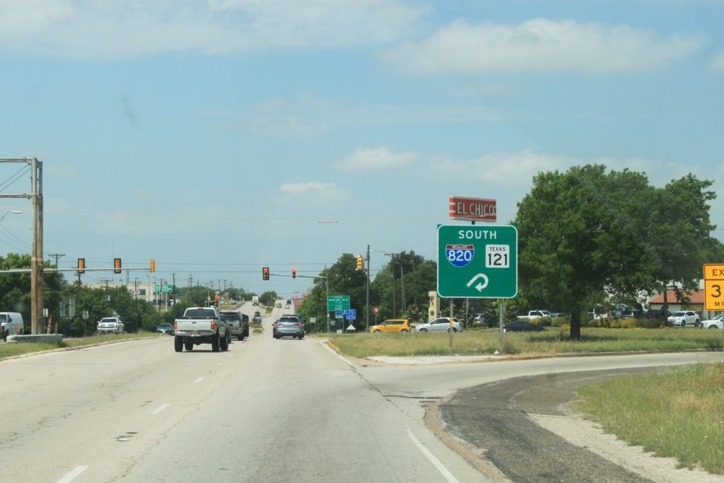 Westbound Hurst Blvd at exit ramp to southbound I-820 and SH 121