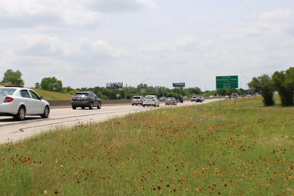 SH 121 southbound showing city limits sign for Hurst-Richland Hills