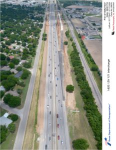 SH 121 over Big Fossil Creek looking northeast. New northbound exit to Handley-Ederville Rd seen under construction.