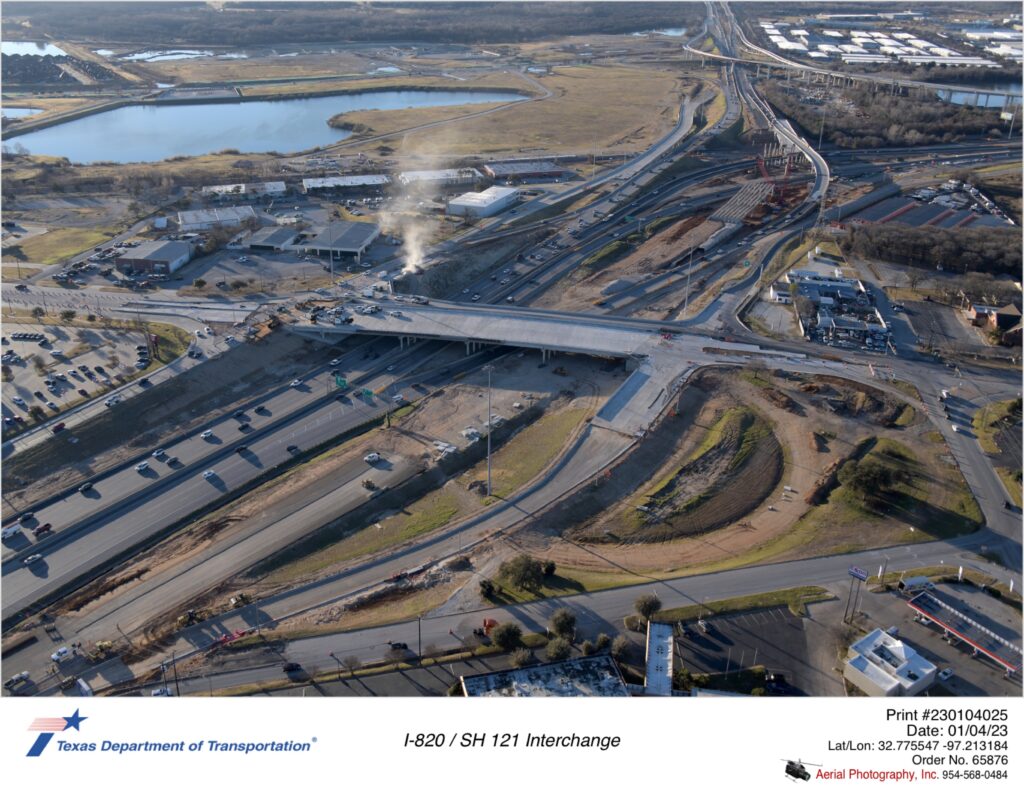 I-820 and SH 20 interchange looking southeast.