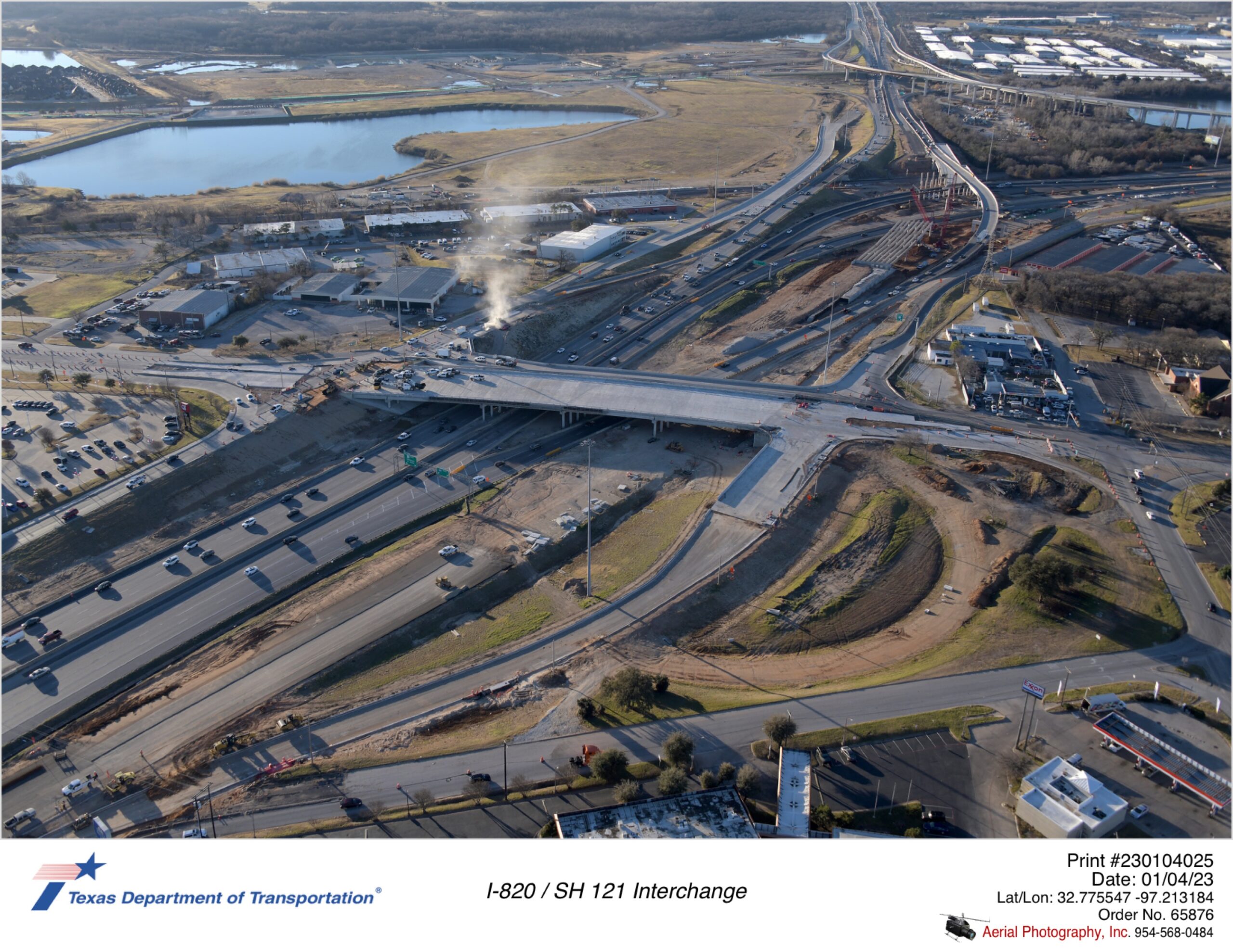 I-820 and SH 20 interchange looking southeast.