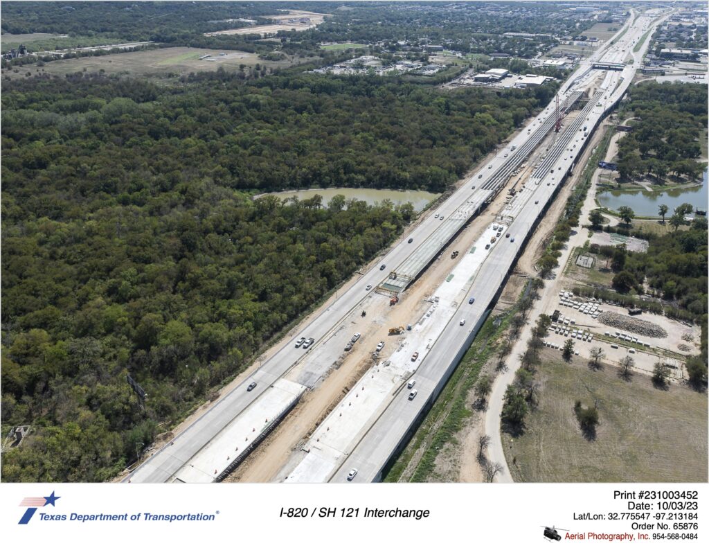 I-820 looking south to Randol Mill Rd. October 2023.